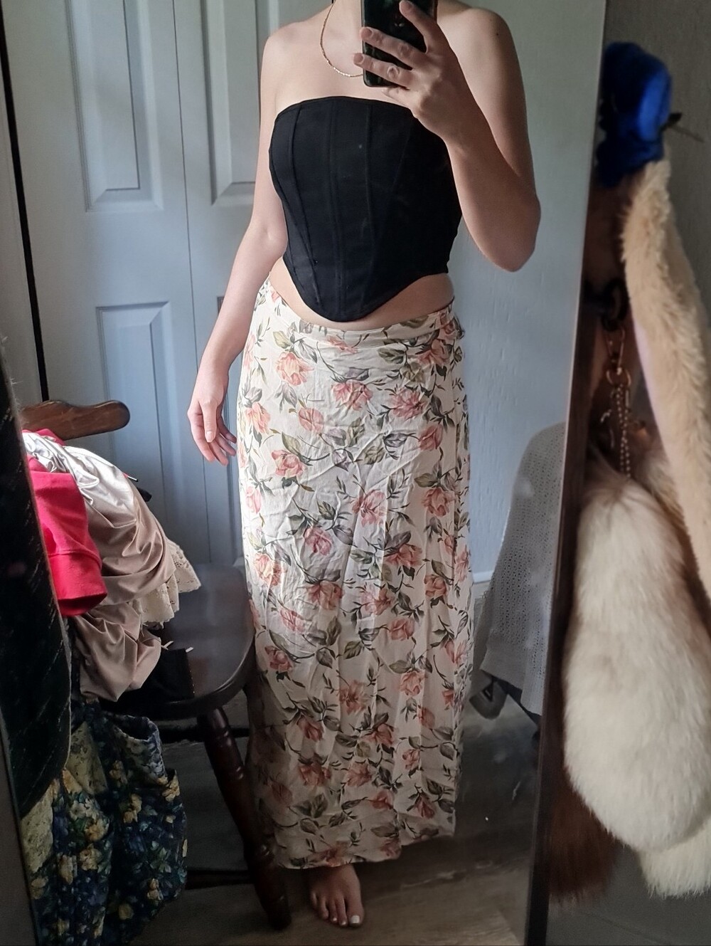 DONATING SOON Lovely Floral Silk Maxi Skirt